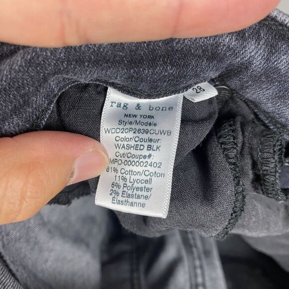 Rag & Bone Pants Womens 28 Black Skinny Jeans High Rise Ankle Stretch Distressed - Picture 8 of 10